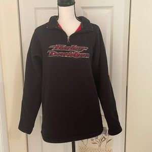 Harley Davidson Black Quarter Zip Patch Sweatshirt